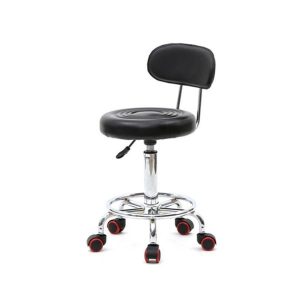 US Ready Stock Rolling  Swivel Pu  Leather Salon Stool Chair With Back Support For Office