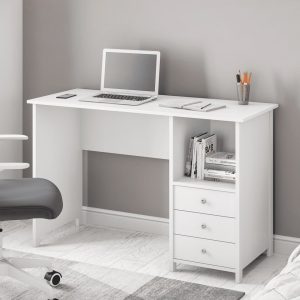 Techni Mobili Contemporary Desk with 3 Storage Drawers, White